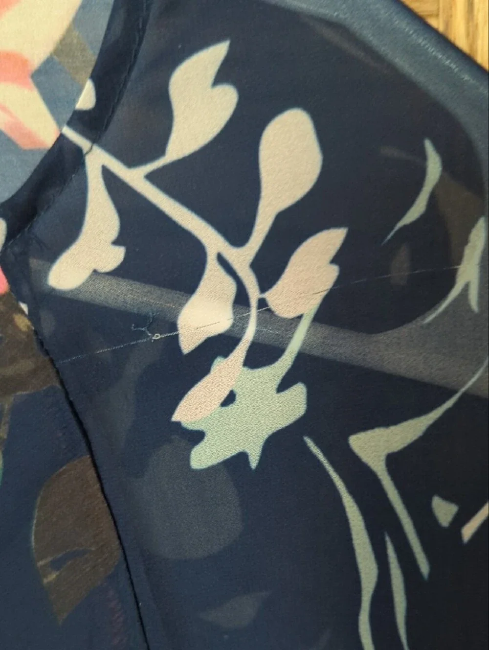 Amazon Navy Floral Sheer Kimono Jacket with Pink and Cream Flowers